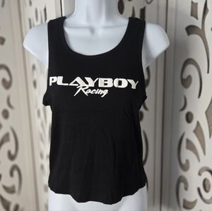 Playboy Racing Tank Top Black Ribbed Adult Large Graphic Cotton NWT Unisex